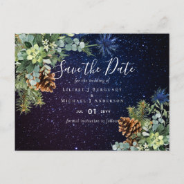 Postal BODA de Eucalyptus Pine Cones de Invierno PRESUPUE