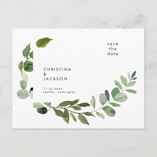 Postal Boda de Eucalyptus Salva la fecha (Anverso)