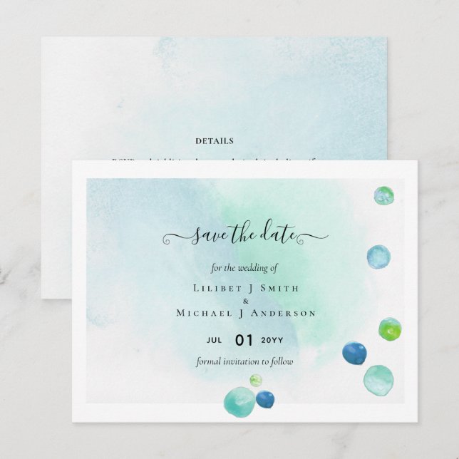 Postal BODA de fecha de ahorro moderno de vidrio marino d (Anverso / Reverso)