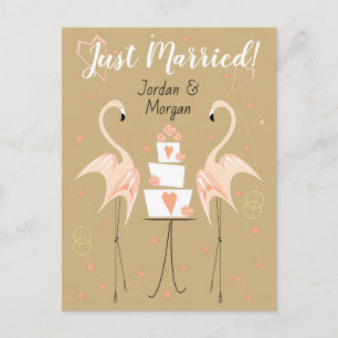 Postal Boda de flamencos Nombres casados retrato melocotó