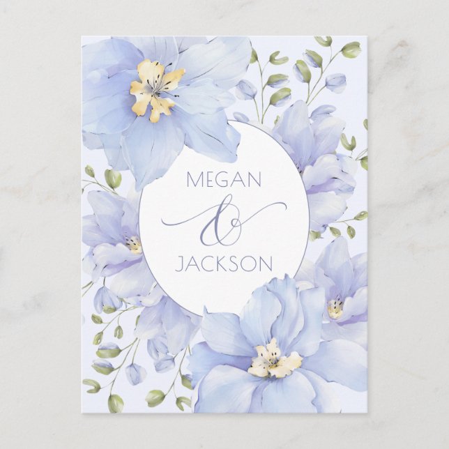 Postal Boda de flor morada suave (Anverso)