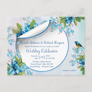 Postal Boda de Flores Blue Forget-me-not
