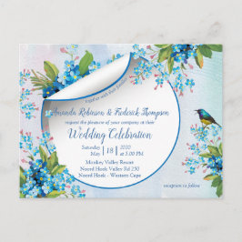 Postal Boda de Flores Blue Forget-me-not