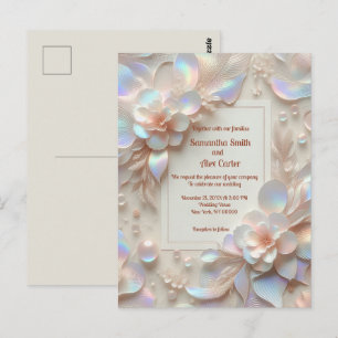 Postal Boda de flores de rosa romántica
