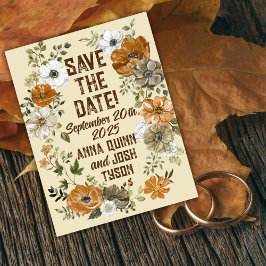 Postal Boda de Flores Rústicas Tonificadas en la Tierra