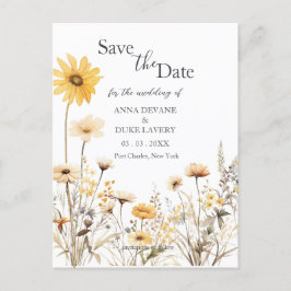 Postal Boda de flores silvestres salva la fecha