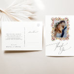 Postal Boda de foto de Flor Silvestre<br><div class="desc">Este colorido prado de flores silvestres boda de fotos gracias postal es perfecto para su simple y caprichoso boda de verano arcoiris boho. Los florales de color rosa, amarillo, naranja y dorado, brillantes y encantados, le dan a este producto el aspecto de un minimalista y elegante jardín de primavera hippie...</div>