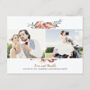 Postal boda de foto de marfil floral otoño gracias