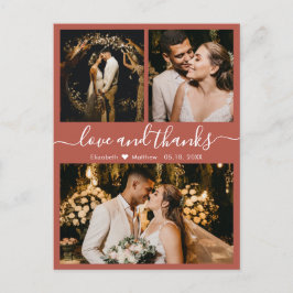 Postal Boda de fotografía moderna en Terracota Gracias Po