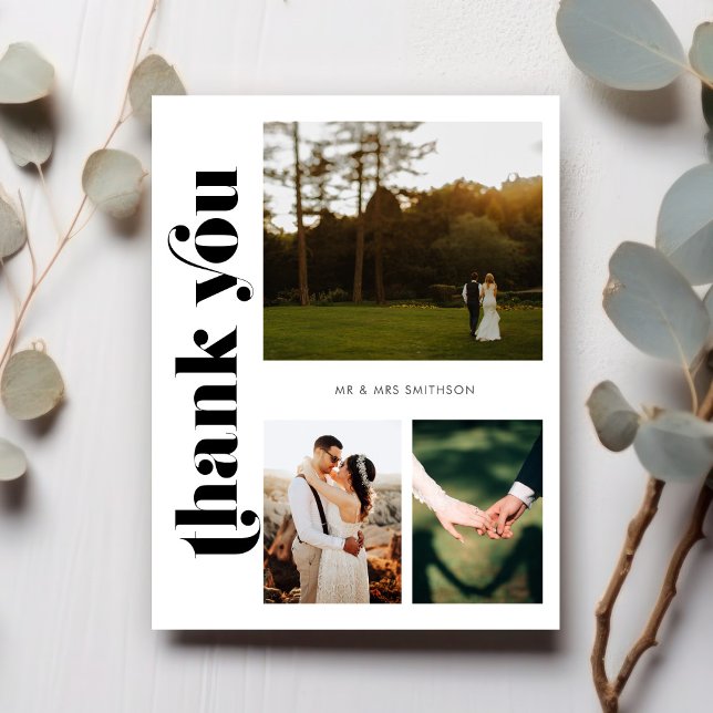 Postal Boda de fotografía retro Gracias Postcard (Subido por el creador)