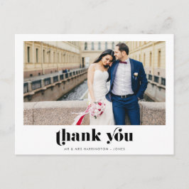 Postal Boda de fotografía retro Gracias Postcard