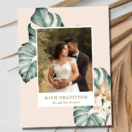 Postal Boda de fotografía tropical floral gracias