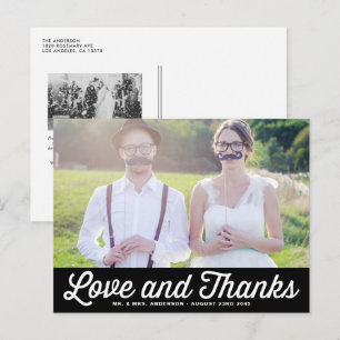 Postal Boda de fotografías de guiones retro negro gracias