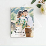 Postal Boda de fotografías manuscritas a mano Gracias<br><div class="desc">Boda De Fotos Con Guión Letrado A Mano Gracias Postales.</div>