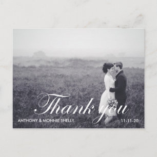 Postal Boda de fotos Black & White 2 Gracias Postcard