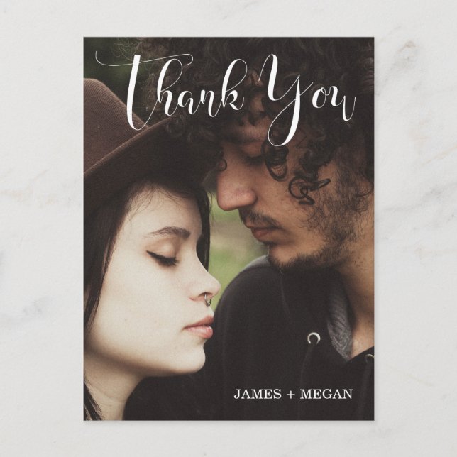 Postal Boda de fotos/ compromiso de escritura moderna Gra (Anverso)