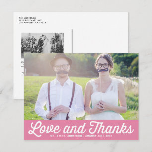 Postal Boda de fotos con guión de rosa retro gracias