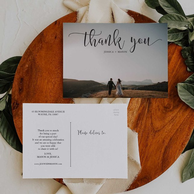 Postal Boda de fotos con guiones adorables Gracias Postca (Subido por el creador)