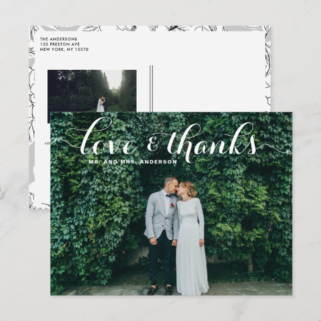Postal Boda de fotos con guiones sensacionales de amor y  (Anverso / Reverso)