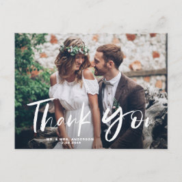 Postal Boda de fotos con letras de pincel blanco gracias