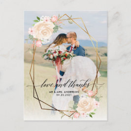 Postal Boda de fotos con marco Geo Gold Peach Gracias