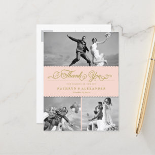 Postal Boda De Fotos De Banda Y Guión De Viedos Gracias