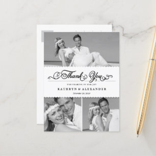 Postal Boda De Fotos De Banda Y Guión De Viedos Gracias