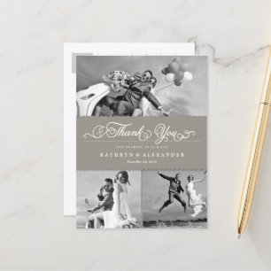 Postal Boda De Fotos De Banda Y Guión De Viedos Gracias