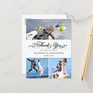 Postal Boda De Fotos De Banda Y Guión De Viedos Gracias