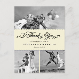 Postal Boda De Fotos De Banda Y Guión De Viedos Gracias