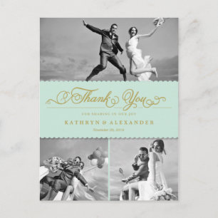 Postal Boda De Fotos De Banda Y Guión De Viedos Gracias