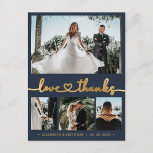 Postal Boda de fotos de Budget Gold Script 4 Gracias