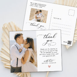 Postal Boda de fotos de Budget Heart Gracias Script