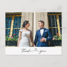 Postal Boda de fotos de escritura simple y moderna gracia