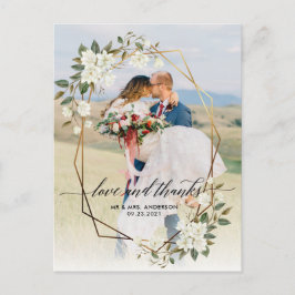 Postal Boda de fotos del marco Geo Gold Magnolia Gracias