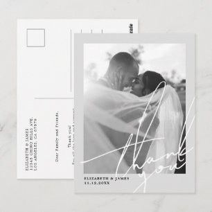 Postal Boda de fotos en blanco y negro gracias