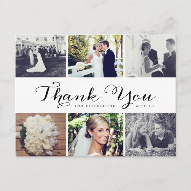 Postal Boda de fotos múltiple Gracias Postcard (Anverso)