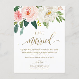 Postal Boda de fotos recién casado con flores rosas de Ru
