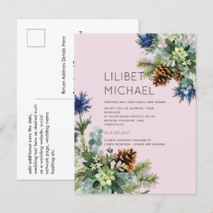 Postal BODA de fragmentos azules de invierno