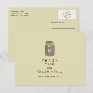 Postal Boda de franela Tarro de Mason Agradecimiento