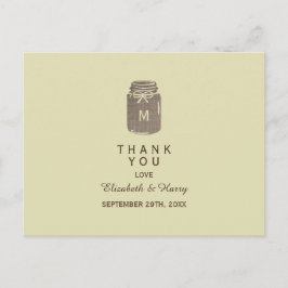 Postal Boda de franela Tarro de Mason Agradecimiento