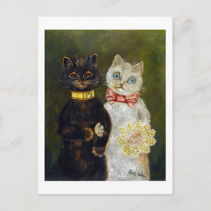Postal Boda de gatos, matrimonio, novia, Louis Wain