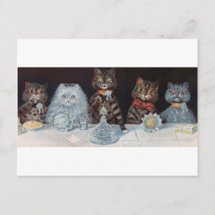 Postal Boda de gatos, matrimonio, novia, Louis Wain