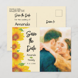 Postal Boda de girasol Foto Guardar fecha