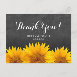 Postal Boda De Girasol Gracias Chalkboard