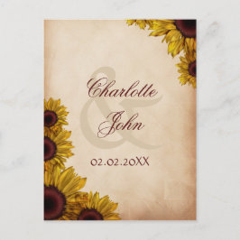 Postal Boda de girasol ruso