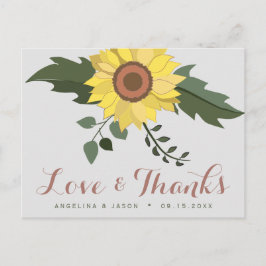 Postal Boda de girasoles agradecimiento