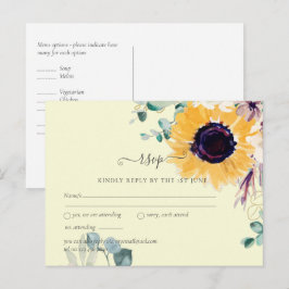 Postal Boda de girasoles de verano con eucalipto verde