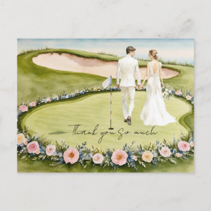 Postal Boda de golf gracias campo de golf de cartas acuar
