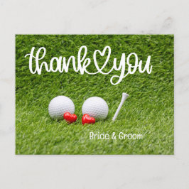 Postal Boda de golf Gracias carta con amor sobre el céspe